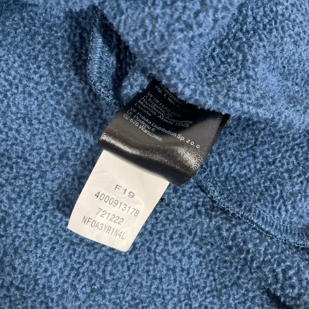 North Face 1/4 Zip Fleece Pullover Mens Large‎ Textured Cap Rock Sweater Blue